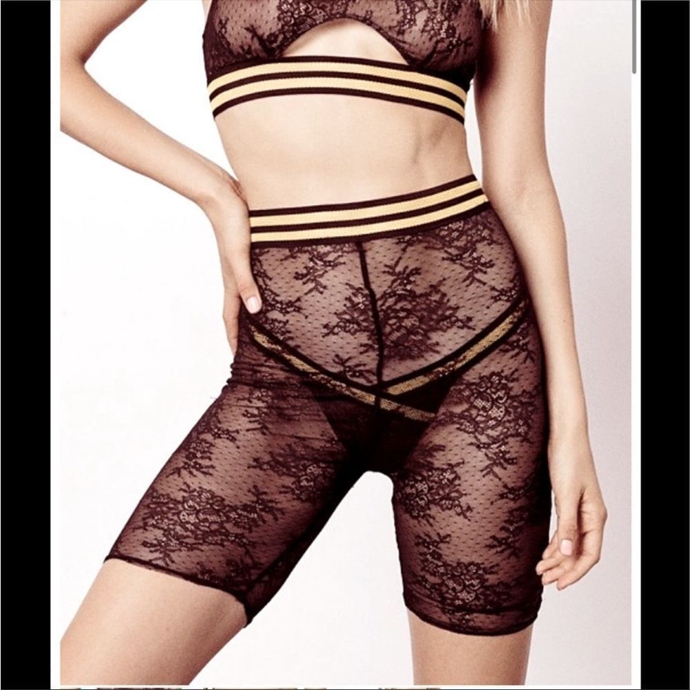 For Love & Lemons SKIVVIES Julienne Lace Biker Short Black Lace XS NWT